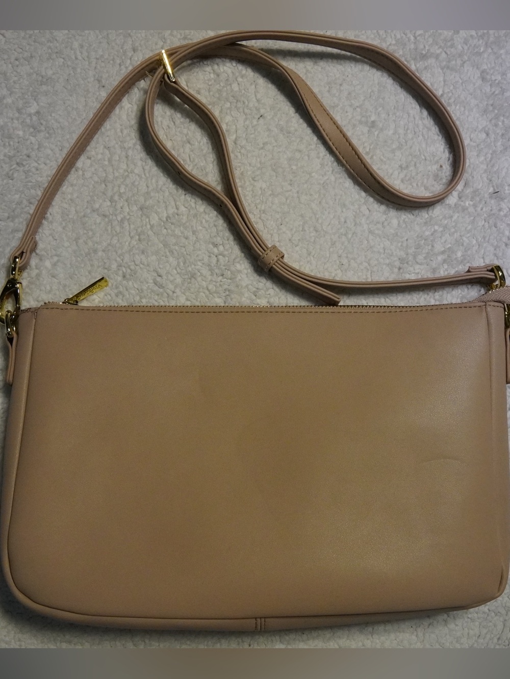 Viv&Lou Tan Faux Leather Crossbody Shoulder Bag Gold Hardware